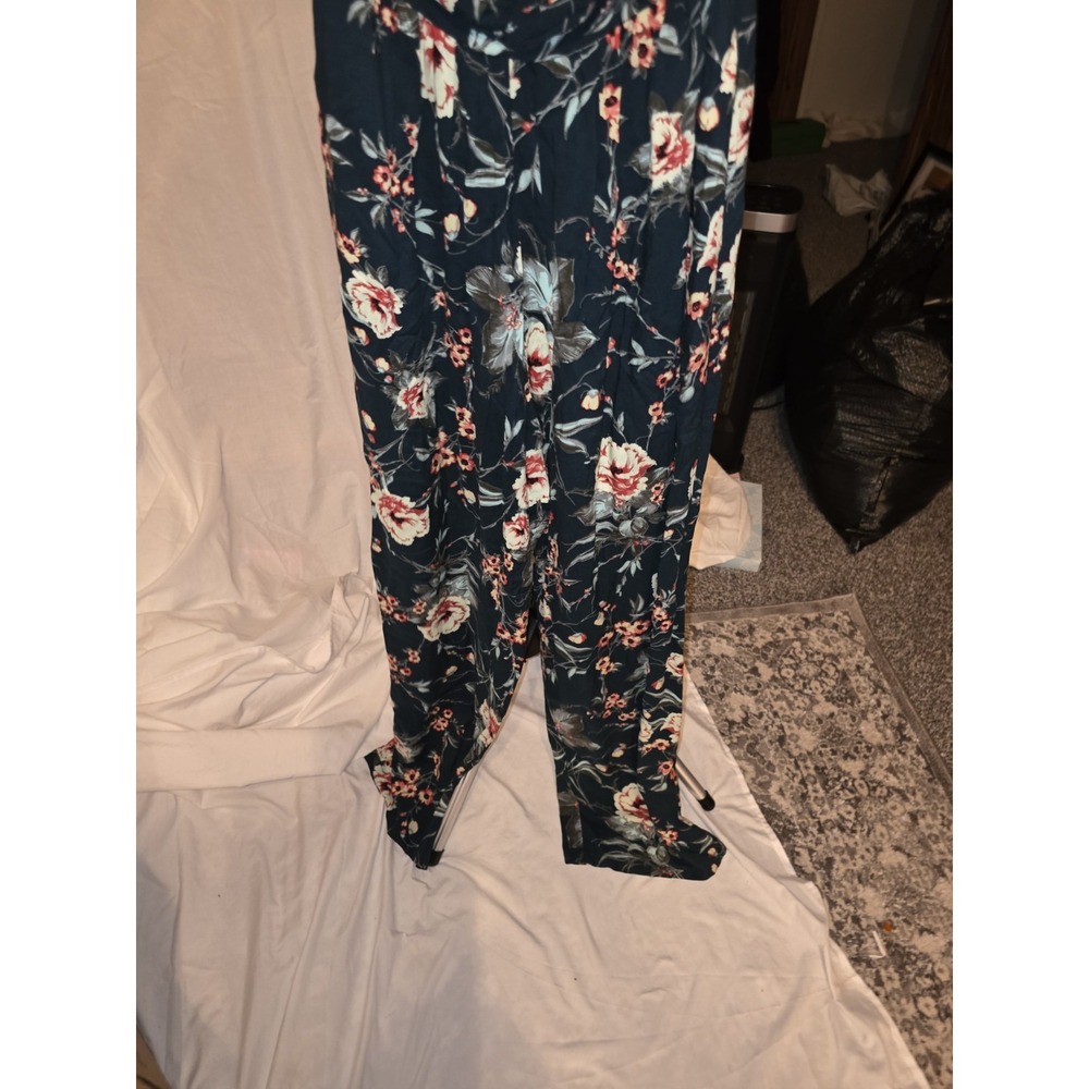 B.O.G.  Collective Blue Multicolor‎ Floral Strapless  Jumpsuit With. Size S
